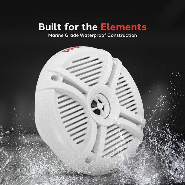 Alt view image 2 of 5 - Pyle 7.7" Dual Marine Speakers - 2 Way Full Range Stereo Sound Reproduction, Marine Grade Weather Resistant Construction w/ 280 Watt Power, Polypropylene Cone, Santoprene Surround, 1 Pair (White)