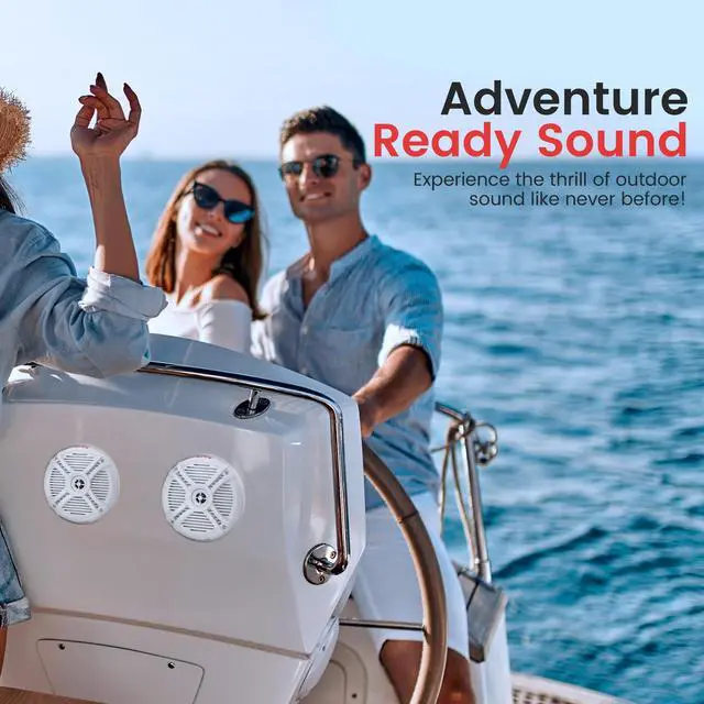 Alt view image 5 of 5 - Pyle 7.7" Dual Marine Speakers - 2 Way Full Range Stereo Sound Reproduction, Marine Grade Weather Resistant Construction w/ 280 Watt Power, Polypropylene Cone, Santoprene Surround, 1 Pair (White)