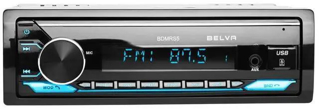 Alt view image 2 of 5 - Belva BDMRS5 Single DIN Bluetooth in-Dash Car Stereo Receiver w/Front Panel SD, USB, AUX Inputs, 3 Sets of 5 Volt Preamp Outputs