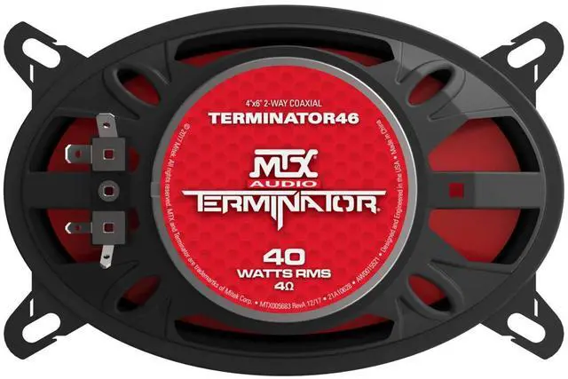 Alt view image 4 of 5 - MTX Terminator46 Durable 40 Watt RMS 4 x 6 Inch 2 Way Polypropylene Coaxial Car Speakers with Durable Steel Basket and Mylar Dome Tweeter