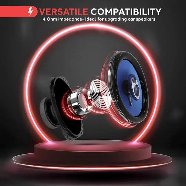 Alt view image 3 of 5 - 6 x 8 Car Sound Speaker (Pair) - Upgraded Blue Poly Injection Cone 3-Way 360 Watts w/ Non-fatiguing Butyl Rubber Surround 70 - 20Khz Frequency Response 4 Ohm & 1" ASV Voice Coil - Pyle PL683BL