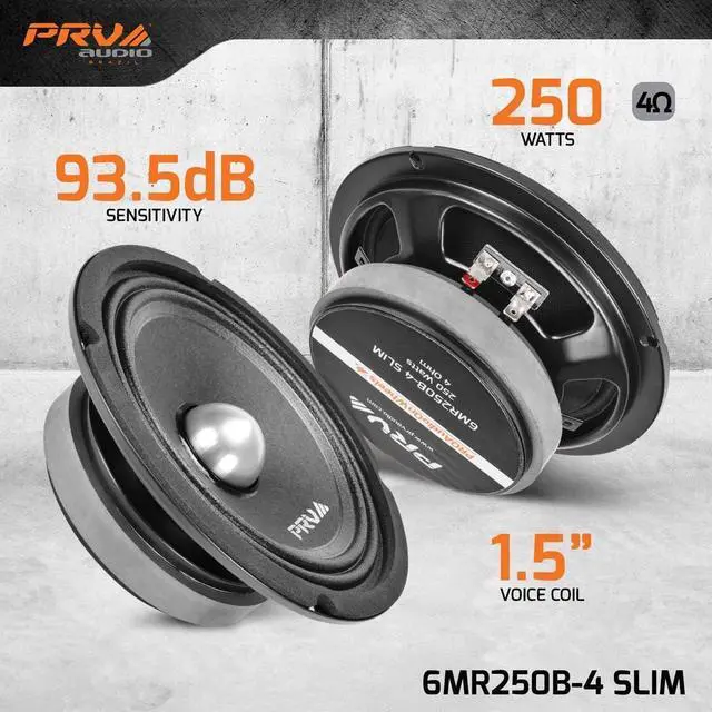 Alt view image 3 of 5 - PRV AUDIO 6.5 Inch Shallow Midrange Bullet Speaker 6MR250B-4 Slim, 250 Watts 4 Ohm Car Audio Slim Speaker, Compact for Doors (Single)