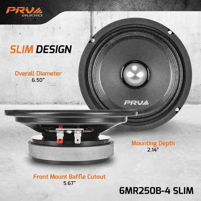 Alt view image 5 of 5 - PRV AUDIO 6.5 Inch Shallow Midrange Bullet Speaker 6MR250B-4 Slim, 250 Watts 4 Ohm Car Audio Slim Speaker, Compact for Doors (Single)