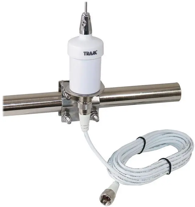 Alt view image 2 of 5 - Tram VHF Marine Antenna with Heavy Duty Stainless Steel L Bracket Covers All Marine-Band Frequencies, 6 dB Gain, 38" Tall 15 ft. Low-Loss RG58A/U Coax Cable with PL-259 Connector