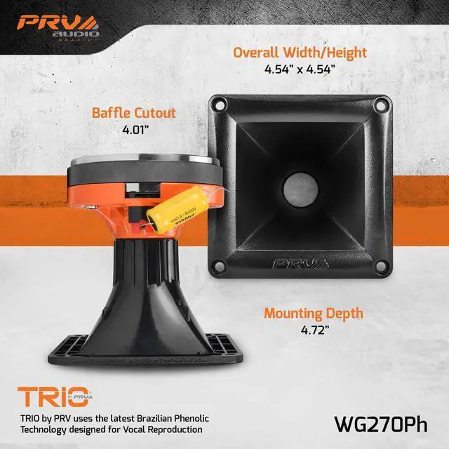 Alt view image 4 of 5 - PRV AUDIO WG270Ph Horn Driver - 1" Exit Phenolic Compression Driver 150 Watts 8 Ohm 106.5 dB with Compact 60° x 60° Exponential Horn for Car Audio