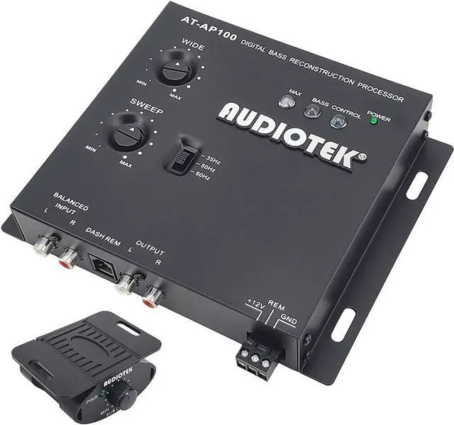 Main image of Audiotek AT-AP100 1/2 Din Car Audio Digital Bass Processor & Sound Restoration, Crossover for Car Subwoofer Tuners w/Bass Knob Input 15V RMS and Maximum Output 13.5V Peak