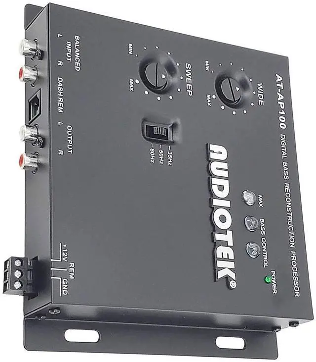 Alt view image 5 of 5 - Audiotek AT-AP100 1/2 Din Car Audio Digital Bass Processor & Sound Restoration, Crossover for Car Subwoofer Tuners w/Bass Knob Input 15V RMS and Maximum Output 13.5V Peak