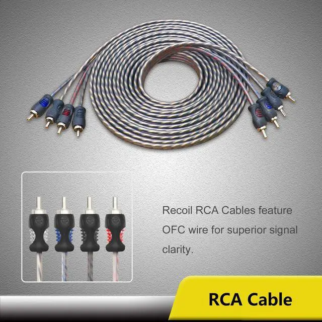 Alt view image 4 of 5 - RECOIL RCK44 True 4 Gauge Complete 4-Channel CCA Amplifier Wiring Kits with OFC RCA Cable