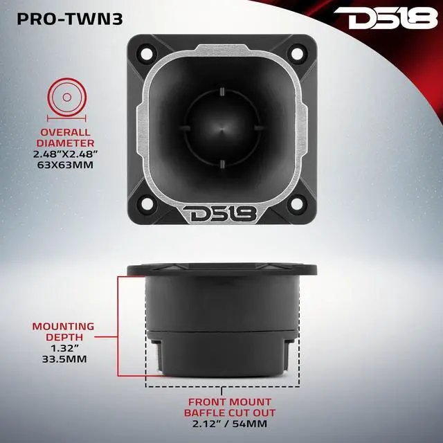 Alt view image 4 of 5 - DS18 PRO-TWN3 PRO 2.5 Inches High Compression Neodymium Tweeter 200 Watts 1" Voice Coil (1 Speaker)