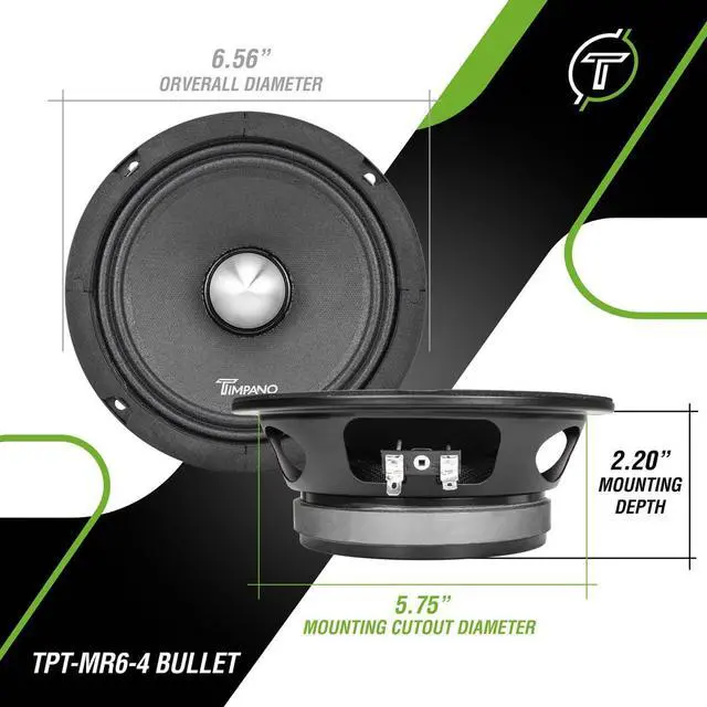 Alt view image 4 of 5 - Timpano 6.5 Midrange Speaker TPT-MR6-4 Bullet 500 Watts, 4 Ohm, Shallow Mount 6.5 Inch Speakers PRO Audio Mid Range Loud Speaker (Single)