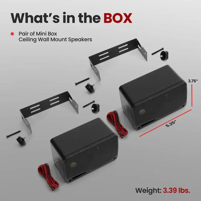 Alt view image 2 of 5 - Pyramid 3-Way Indoor Outdoor Speaker System - 3.5 Inch 200W Pair of Mini Box Ceiling Wall Mount Speakers w/1" Tweeter, 3.25" Woofer, 1.75 Midrange - Home Theater Entertainment, PA System - 2022SX