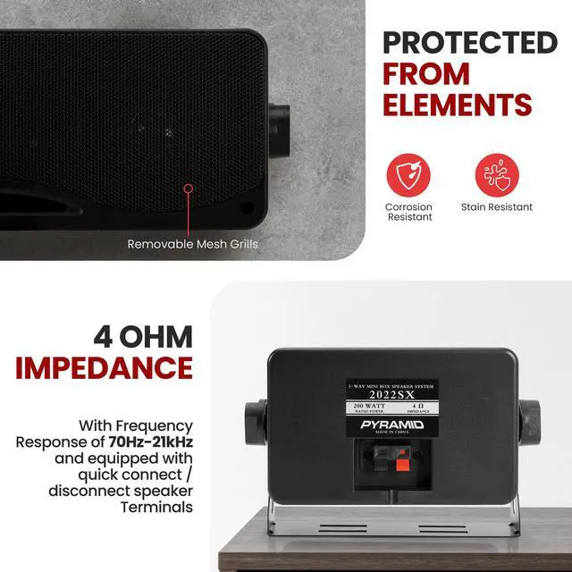 Alt view image 5 of 5 - Pyramid 3-Way Indoor Outdoor Speaker System - 3.5 Inch 200W Pair of Mini Box Ceiling Wall Mount Speakers w/1" Tweeter, 3.25" Woofer, 1.75 Midrange - Home Theater Entertainment, PA System - 2022SX