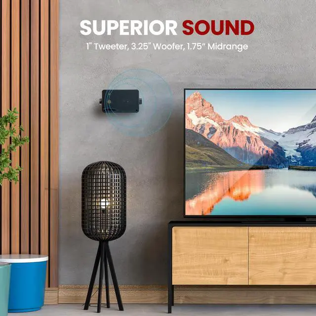Alt view image 4 of 5 - Pyramid 3-Way Indoor Outdoor Speaker System - 3.5 Inch 200W Pair of Mini Box Ceiling Wall Mount Speakers w/1" Tweeter, 3.25" Woofer, 1.75 Midrange - Home Theater Entertainment, PA System - 2022SX