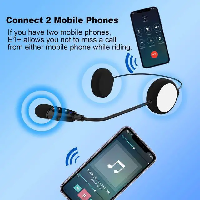 Alt view image 4 of 5 - EJEAS E1+ Motorcycle Helmet Bluetooth Headset, Bluetooth 5.1 Helmet Speaker with Auto Answering Call and Noise Reduction Function, Motorcycle Helmet Headphone Can Connect 2 Mobile Phones