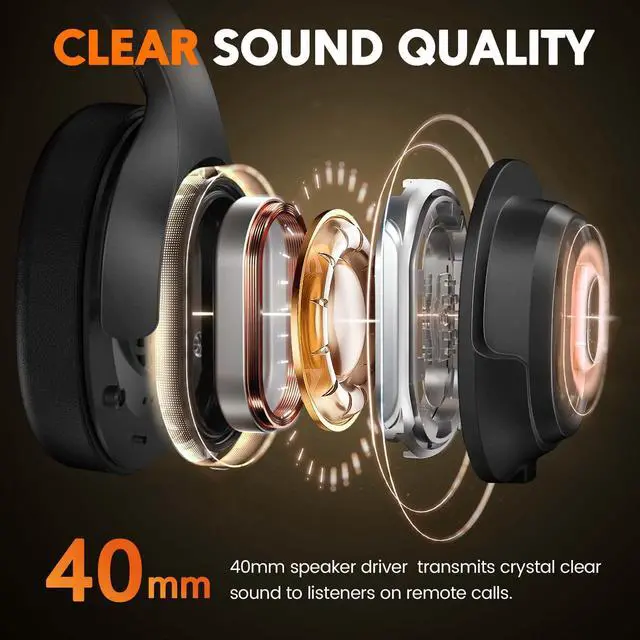 Alt view image 5 of 5 - EKSA Trucker Bluetooth Headset with Microphone, 164ft Wireless Headphones with AI Noise Cancelling(ENC), 57Hrs Worktime, Truck Drivers Headset with Mute Button for Cell Phone PC Home Office Work