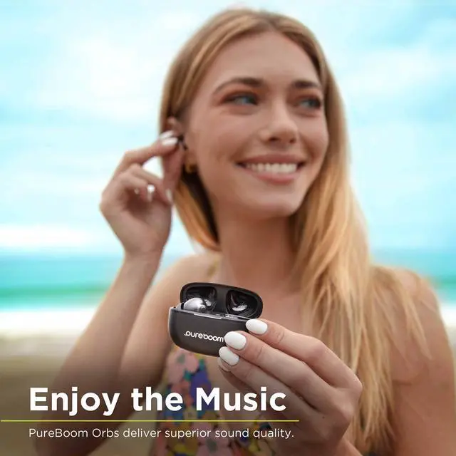 Alt view image 2 of 5 - PureGear PureBoom Wireless Earbuds for Enhanced Sound, Touch Control Stereo Headphones in Ear Built-in Mic for iPhone/Android Phones/TV/Laptops, More Devices