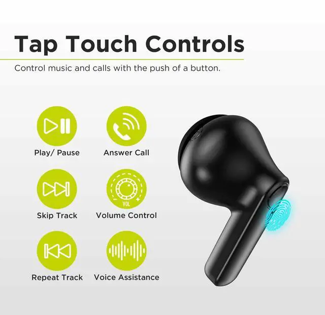 Alt view image 5 of 5 - PureGear PureBoom Wireless Earbuds for Enhanced Sound, Touch Control Stereo Headphones in Ear Built-in Mic for iPhone/Android Phones/TV/Laptops, More Devices