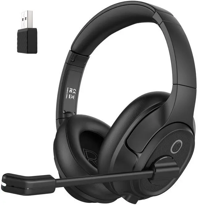 Main image of Bluetooth Headset for PC, Wireless Computer Headphone with AI-Powered Environmental Noise Cancelling Microphone & 2.4G USB Dongle, 55H Playtime, Over Ear Comfort Office Headset for Work, Laptop, Zoom