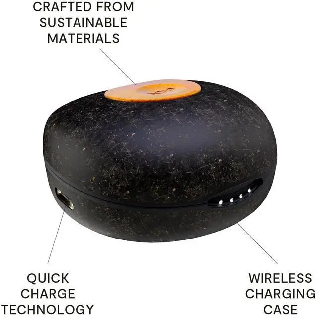 Alt view image 4 of 5 - House of Marley Champion 2: True Wireless Earbuds with Microphone, Bluetooth Connectivity, 35 Hours Total Playtime, and Sustainable Materials, Signature Black