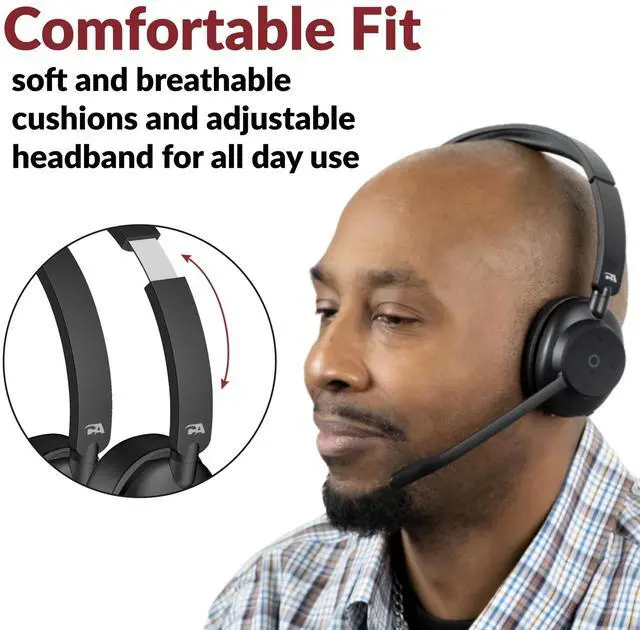 Alt view image 2 of 5 - Cyber Acoustics Essential Wireless Headset (HS-1500BT)  Professional Headset Optimized for UC Platforms, ANC & ENC Technology Ensure Quality Audio for Calls & Music with All Day Comfort