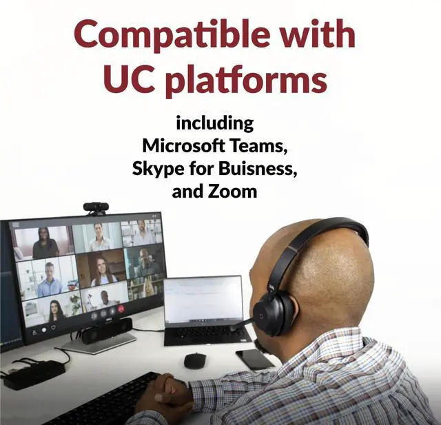 Alt view image 3 of 5 - Cyber Acoustics Essential Wireless Headset (HS-1500BT)  Professional Headset Optimized for UC Platforms, ANC & ENC Technology Ensure Quality Audio for Calls & Music with All Day Comfort