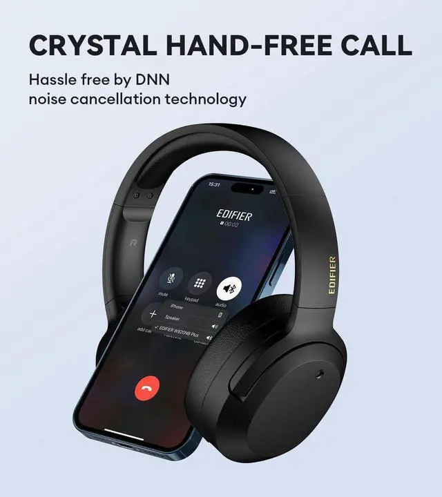 Alt view image 5 of 5 - Edifier W820NB Plus Hybrid Active Noise Cancelling Headphones - LDAC Codec - Hi-Res Audio Wireless & Wired - Fast Charge - 49H Playtime - Over Ear Bluetooth V5.2 Headphones- Black