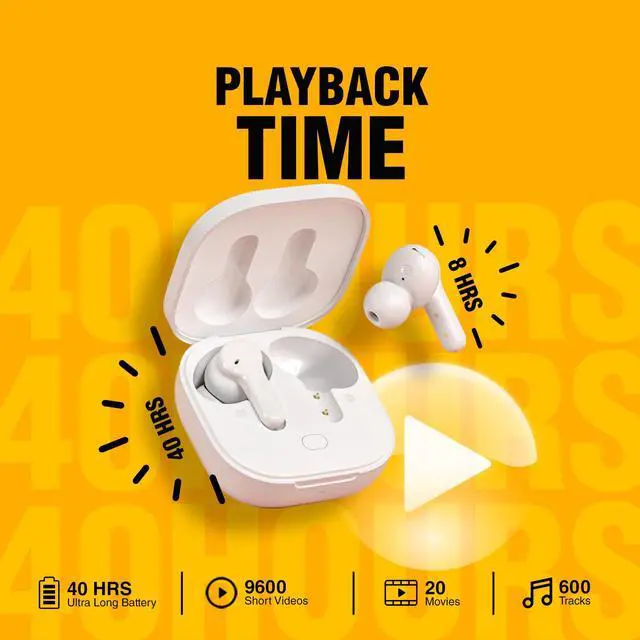 Alt view image 4 of 5 - QCY T13 True Wireless Earbuds Bluetooth 5.1 Headphones Touch Control with Charging Case Waterproof Stereo Earphones in-Ear Built-in Mic Headset 40H Playtime (White)