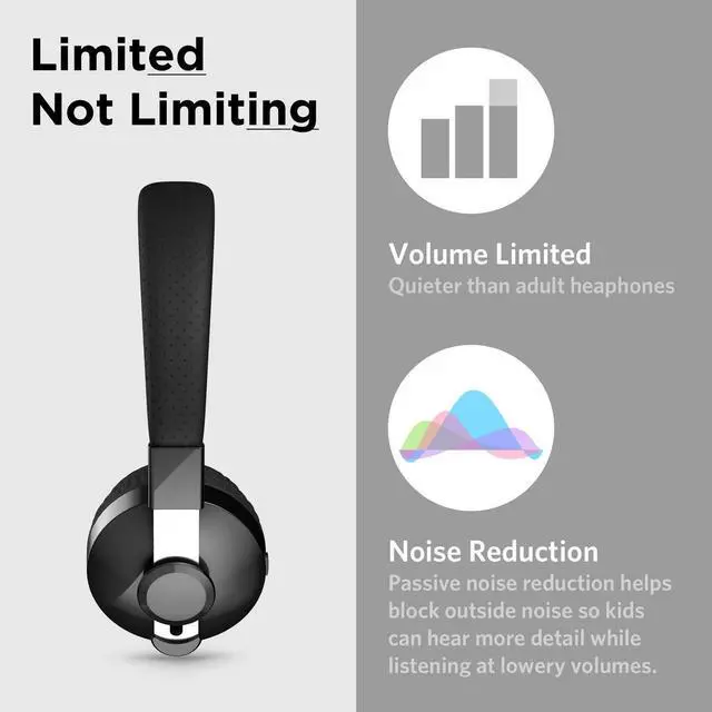 Alt view image 4 of 5 - LilGadgets Untangled Pro On-Ear Kids Wireless Headphone for School, Microphone, Volume Limited, SharePort Technology, SoftTouch Padding, Black Bluetooth Headphones