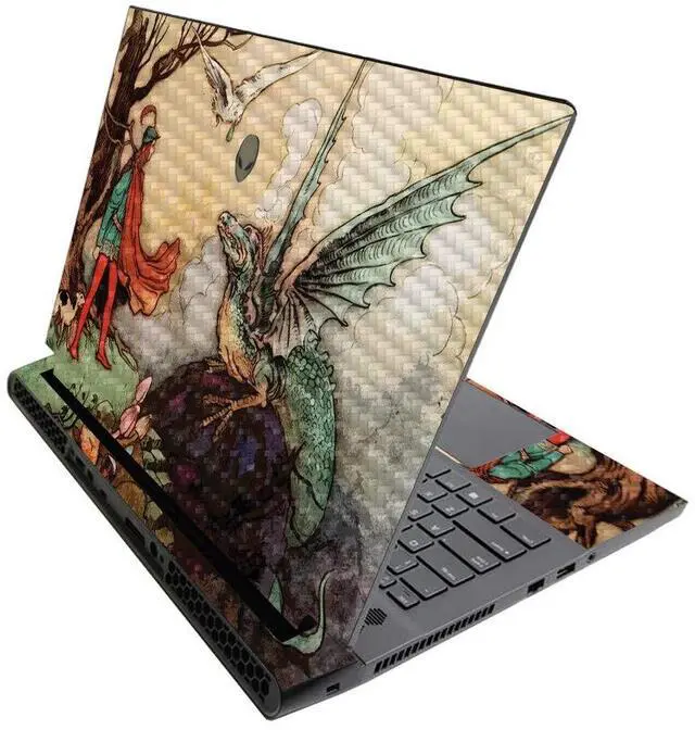 Main image of MightySkins Carbon Fiber Skin for Alienware M17 R3 (2020) & M17 R4 (2021) - Tale of A Dragon | Durable Textured Carbon Fiber Finish | Easy to Apply and Change Style | Made in The USA