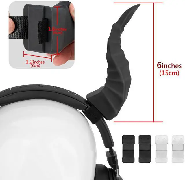 Alt view image 4 of 5 - Geekria 3D Printed Demon Horns for Over Ear Headphone, Handmade Devil Horns Headband, Headphone Adjustable Accessories, Cosplay Ears Attachment in Various Dress Up Party Halloween (Black)