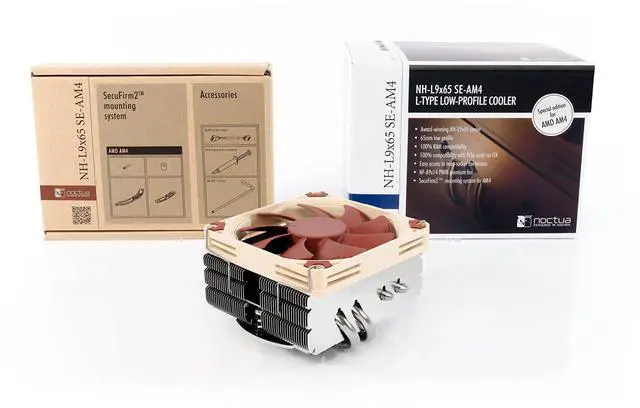 Alt view image 4 of 5 - Noctua NH-L9x65 SE-AM4, Premium Low-Profile CPU Cooler with 92mm Fan for AMD AM4 (Brown)