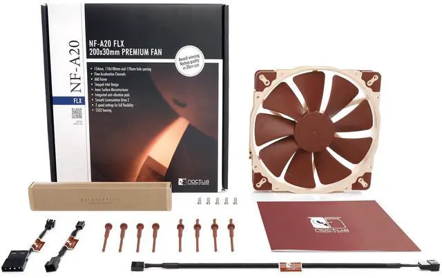 Alt view image 5 of 5 - Noctua NF-A20 FLX, Premium Quiet Fan, 3-Pin (200x30mm, Brown)