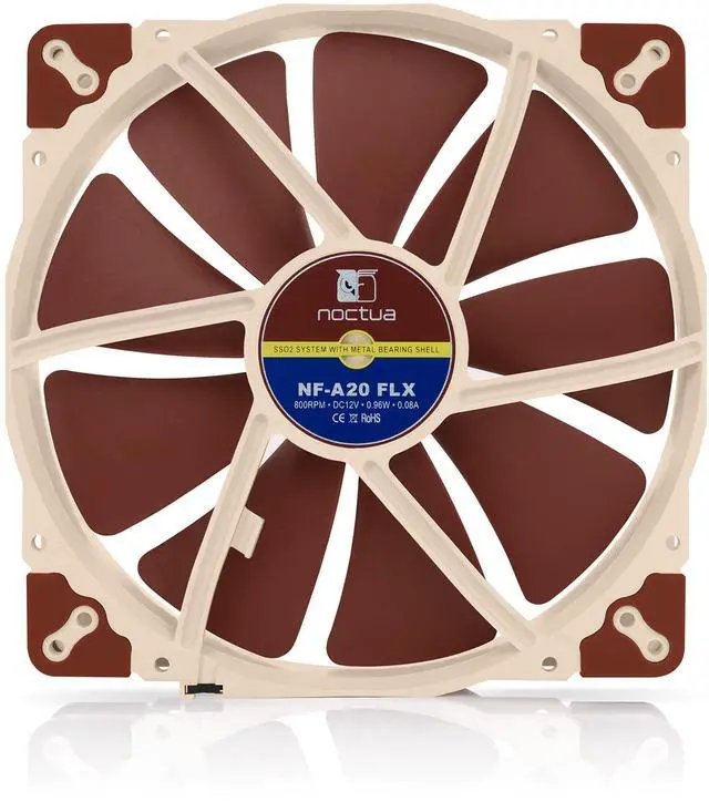 Alt view image 3 of 5 - Noctua NF-A20 FLX, Premium Quiet Fan, 3-Pin (200x30mm, Brown)