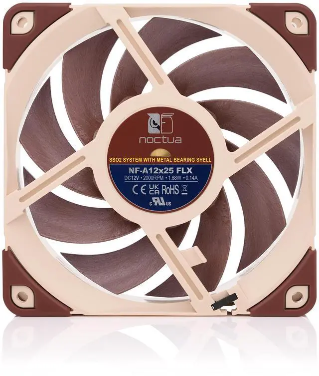 Alt view image 3 of 5 - Noctua NF-A12x25 FLX, Premium Quiet Fan, 3-Pin (120mm, Brown)
