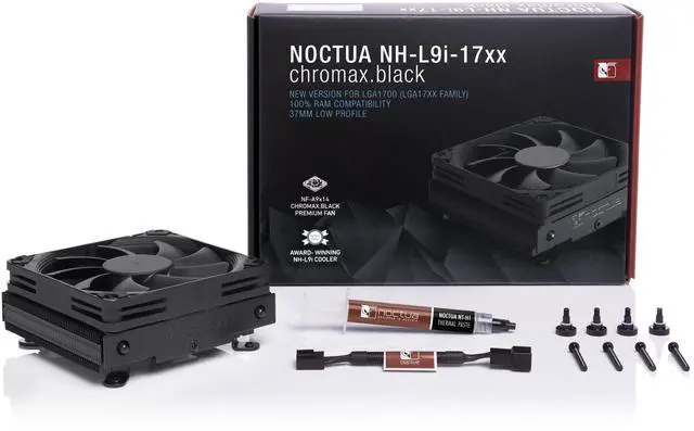Alt view image 4 of 5 - Noctua NH-L9i-17xx chromax.Black, Premium Low-Profile CPU Cooler for Intel LGA1700 and LGA1851 (Black)