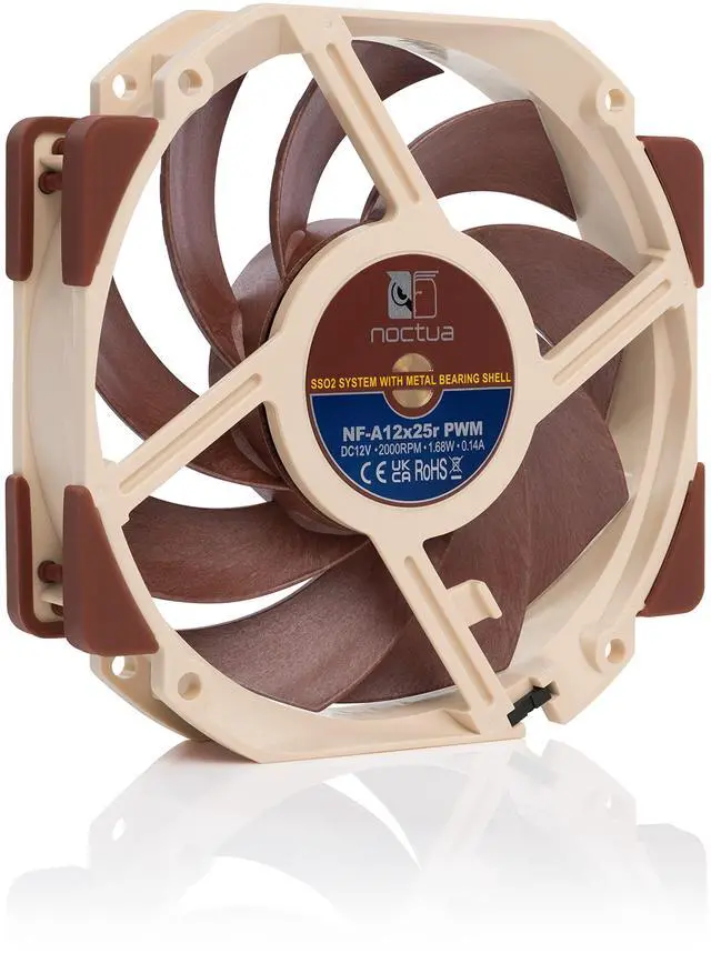 Alt view image 2 of 5 - Noctua NF-A12x25r PWM, Round-Frame 120mm Fan, 4-Pin (Brown)