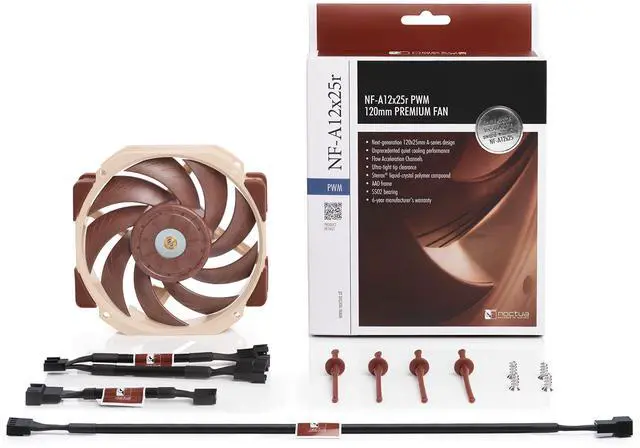 Alt view image 5 of 5 - Noctua NF-A12x25r PWM, Round-Frame 120mm Fan, 4-Pin (Brown)