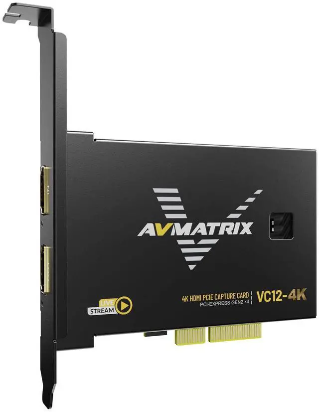Alt view image 2 of 5 - AVMATRIX VC12-4K 4K HDMI PCIE Capture Card 1-Channel HDMI 2.0 Input Loop-Out Input and Capture Support up to 4K60 with bit Rates up to 800Mbps Support YUY2 uncompressed Video