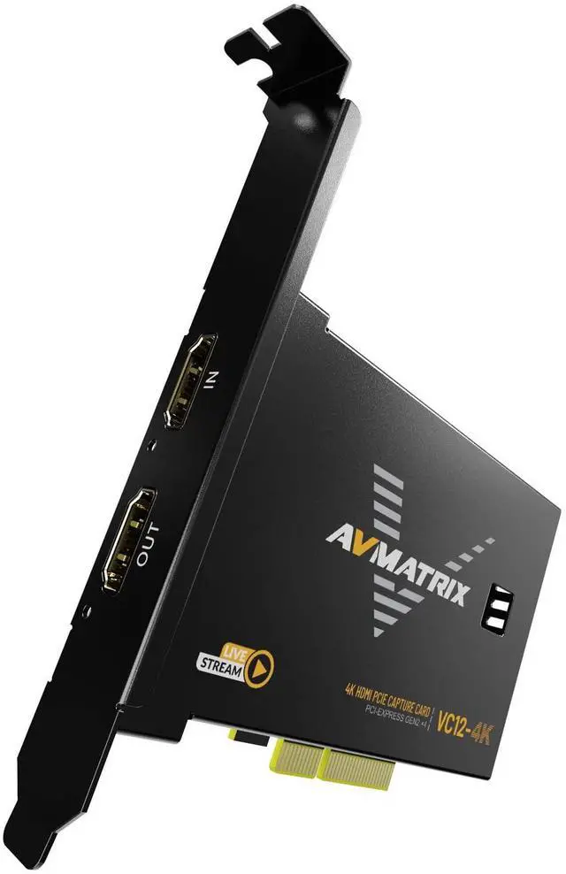 Alt view image 4 of 5 - AVMATRIX VC12-4K 4K HDMI PCIE Capture Card 1-Channel HDMI 2.0 Input Loop-Out Input and Capture Support up to 4K60 with bit Rates up to 800Mbps Support YUY2 uncompressed Video