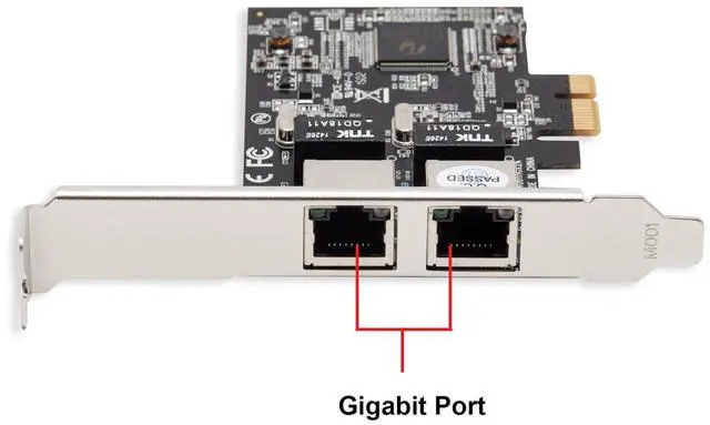 Alt view image 2 of 5 - Syba 2 Port Gigabit Ethernet PCI-e x1 Network Interface Card 10/100/1000Mbps LAN Adapter Controller RTL8111E