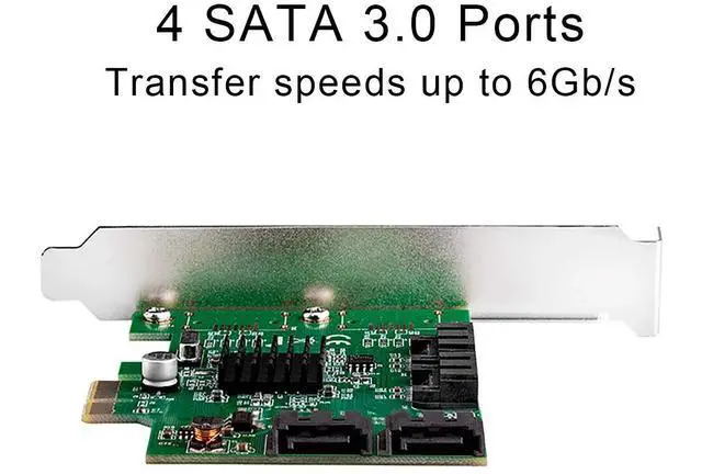 Alt view image 4 of 5 - I/O Crest 4 Port SATA III PCI-e 2.0 x1 Controller Card Marvell 9215 Non-Raid with Low Profile Bracket SI-PEX40064
