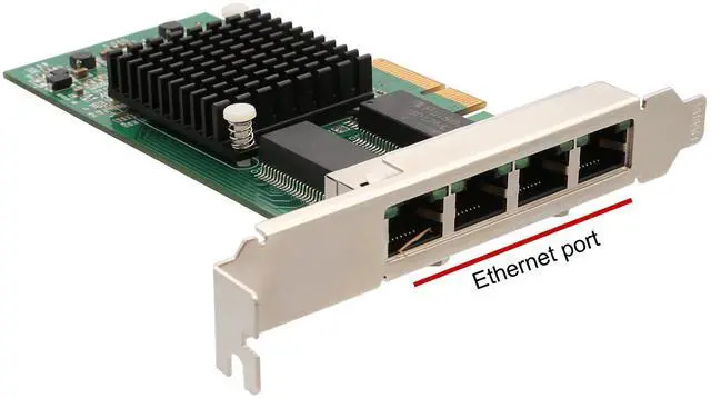 Alt view image 2 of 5 - I/O Crest 4 Port Gigabit Ethernet Intel i350-AM4 Chipset PCI-E X4 Network Interface Card NIC