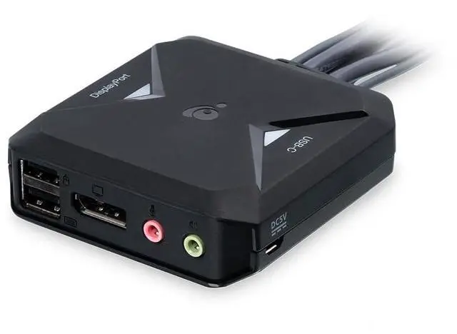 Main image of IOGEAR 2-Port 4K KVM Switch with DisplayPort and USB-C  4096x2160 60Hz  Built-in Cables  USB Hub  Remote Switch Button  USB-C & DisplayPort Combo (GCS82DPC)