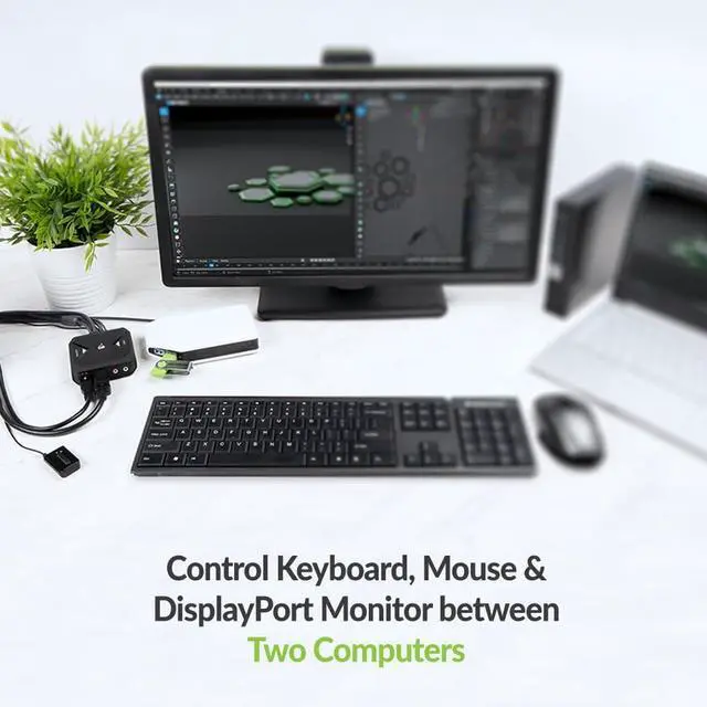 Alt view image 4 of 5 - IOGEAR 2-Port 4K KVM Switch with DisplayPort and USB-C  4096x2160 60Hz  Built-in Cables  USB Hub  Remote Switch Button  USB-C & DisplayPort Combo (GCS82DPC)