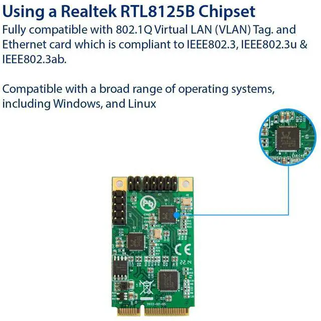 Alt view image 3 of 5 - IO CREST Dual 2.5 Gigabit Mini PCIe Ethernet Network Expansion Card, Green (SI-MPE24079)