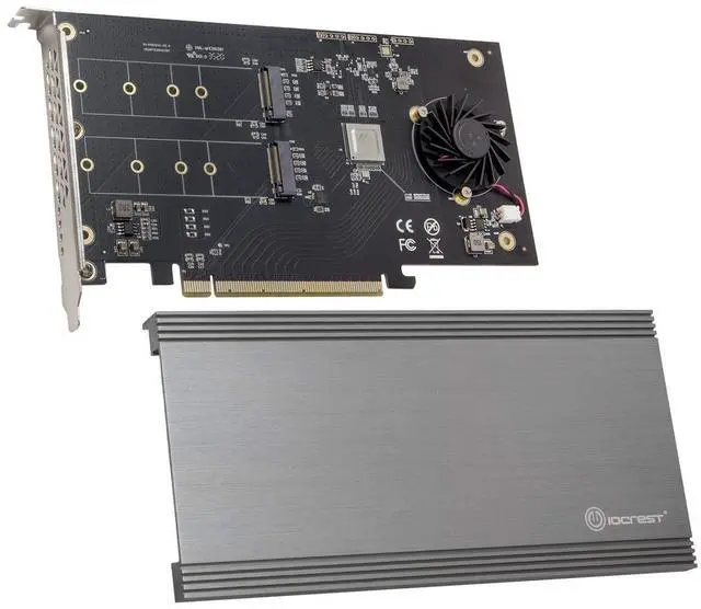 Main image of IO CREST Dual M.2 NVMe Ports RAID to PCIe 3.0 x16 Interface (x8 Bandwidth) Bifurcation Riser Controller - SI-PEX40158