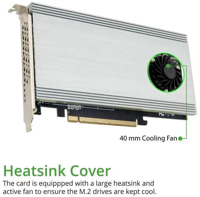 Alt view image 5 of 5 - IO CREST Dual M.2 NVMe Ports RAID to PCIe 3.0 x16 Interface (x8 Bandwidth) Bifurcation Riser Controller - SI-PEX40158