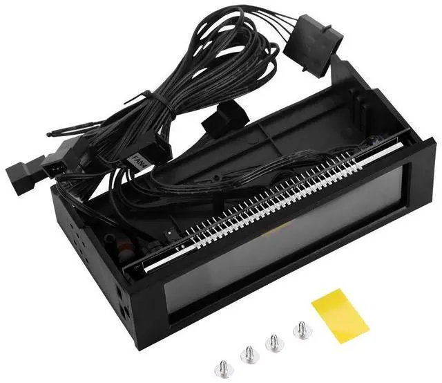 Alt view image 5 of 5 - 5-Fans Speed Computer Fan Controller CPU Temperature Sensor PC Cooling Fan Controller Front Panel Date Time Temperature Display Drive Bay