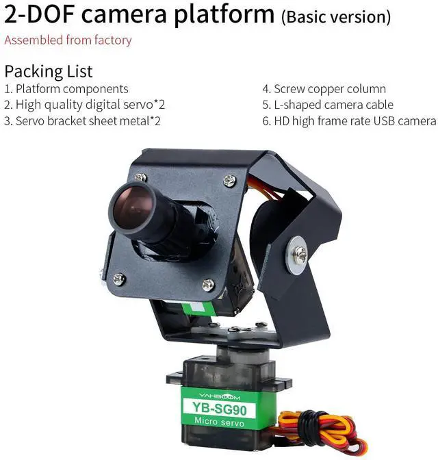 Alt view image 5 of 5 - Yahboom Digital Servo 2DOF Multi-Angle Steering Gimbal Electric 2 Degrees of Freedom Camera PTZ with LED Light for DIY Robot Car (2DOF Basic Ver)
