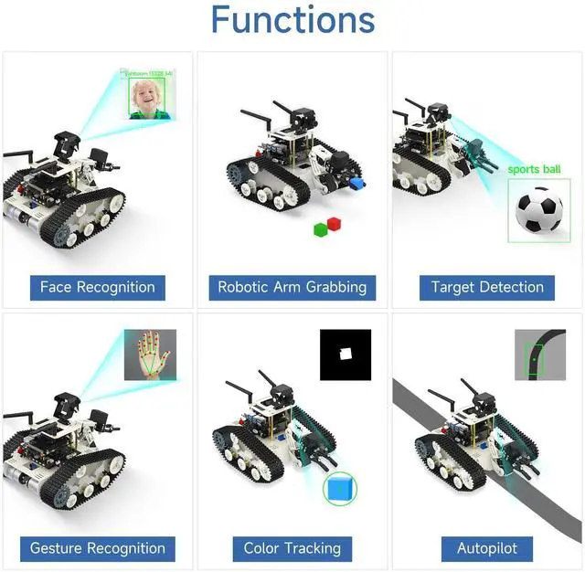 Alt view image 4 of 5 - Yahboom DIY Programmable Project ROS Starter Tank Chassis Robot with AI Camera for Jetson Nano B01 Recognition Tracking OpenCV MediaPipe (Transbot-SE Without Nano)